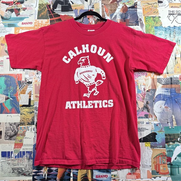 Tennessee River Gold Other - Vintage Calhoun Warhawks Athletics Red T-Shirt XL Tennessee River